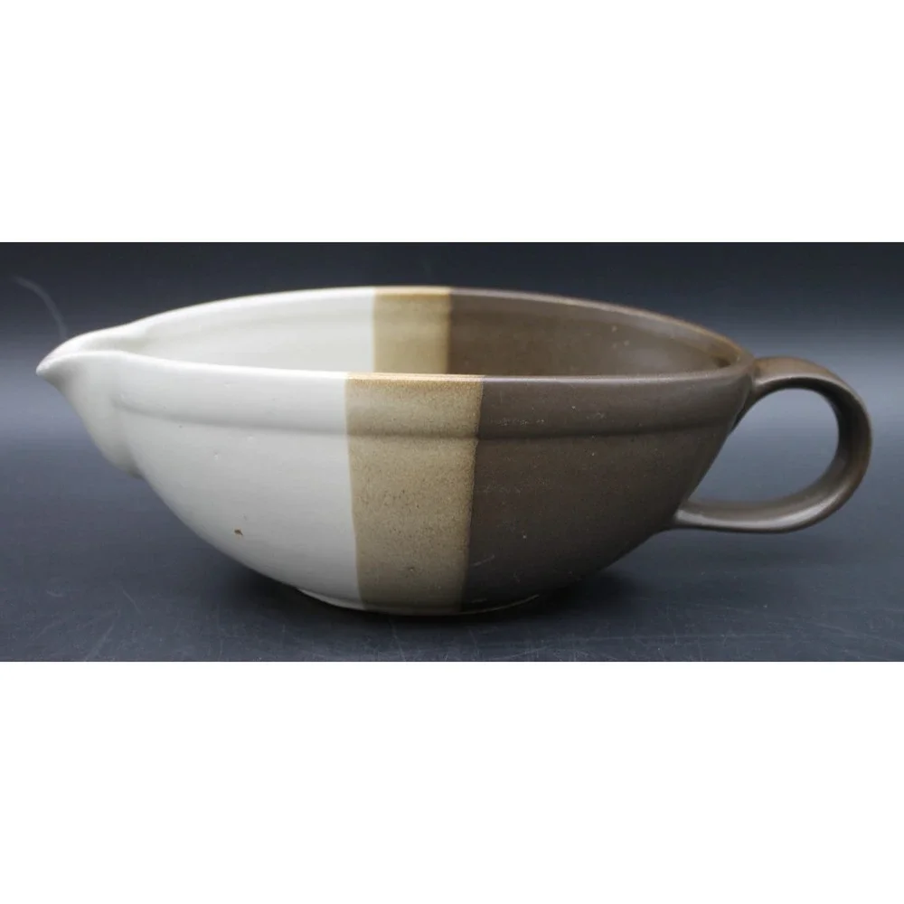 McCoy Pottery Gravy Boat Brown Tan Glaze Stripe Vintage USA